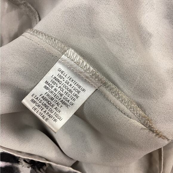 Milly 100% Silk Grey Black Cheetah Print Ruffle Long Sleeve Dress Size 10 - Picture 3 of 5